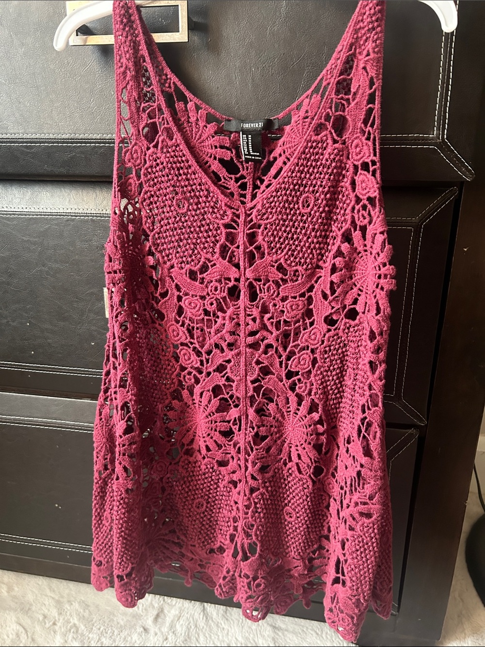 Forever 21 Crochet Swim Cover-Up Tunic in Wine